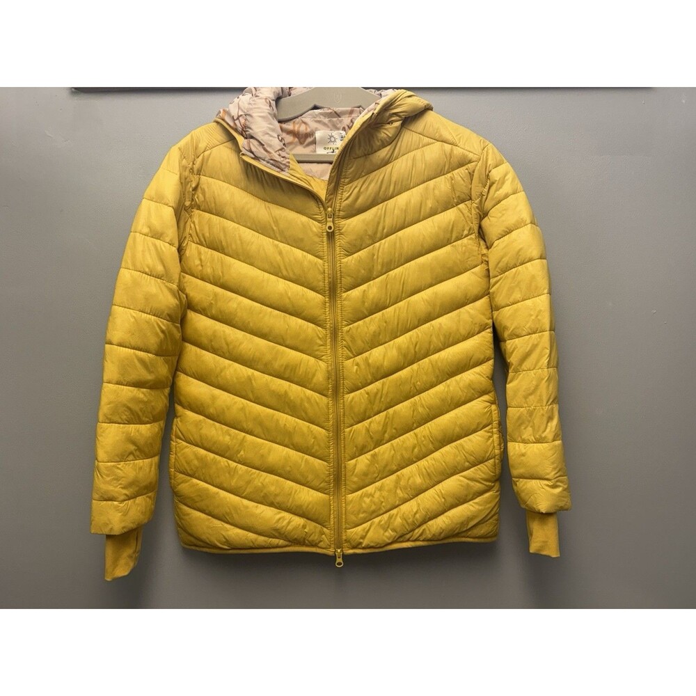 Aerie OFFLINE Puffer Jacket Yellow Hooded Zip Up Down Alt Coat Women's Size XS
